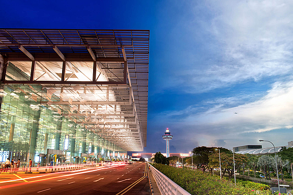 Außenaufnahme Changi Airport Singapur