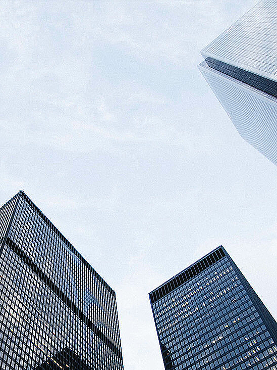 Photography of modern skyscrapers from bottom to top